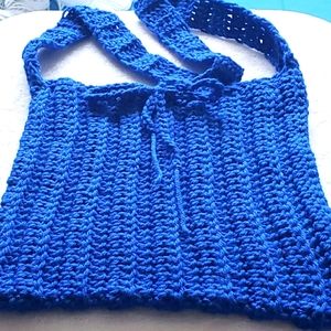 Beautiful blue crochet tote style bag